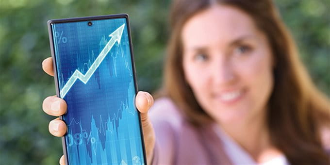 Handy mit Investitionskurve Handy mit Investitionskurve