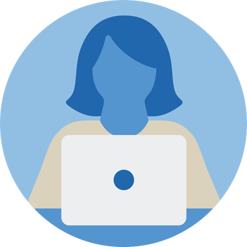 Illustration Frau vor Laptop