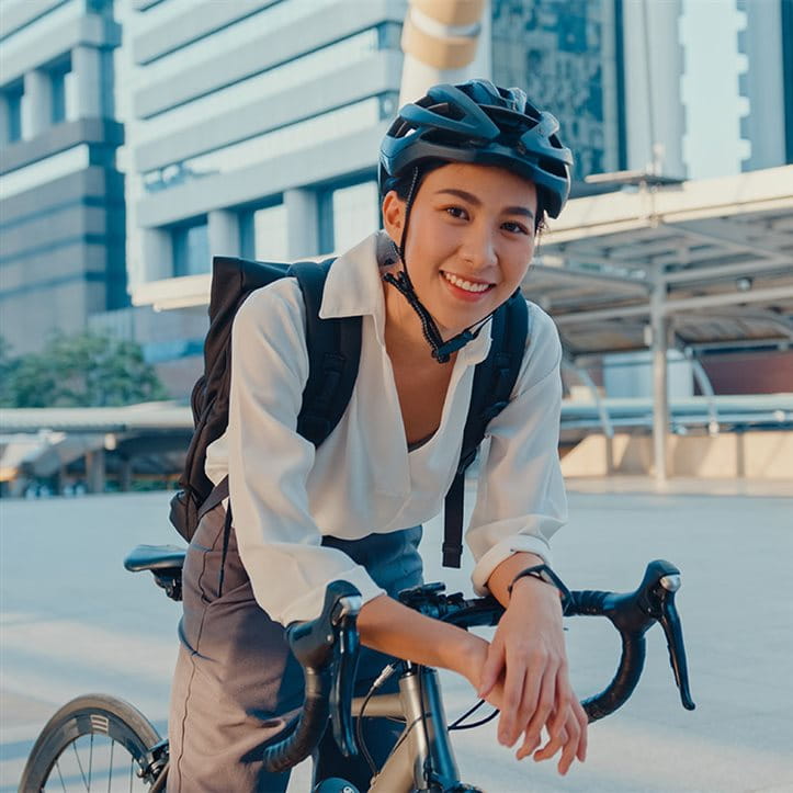 Cyclist with helmet Cyclist with helmet