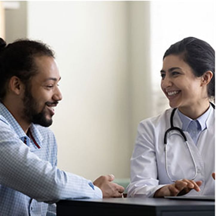 Discussion between a doctor and a patient. Discussion between a doctor and a patient.