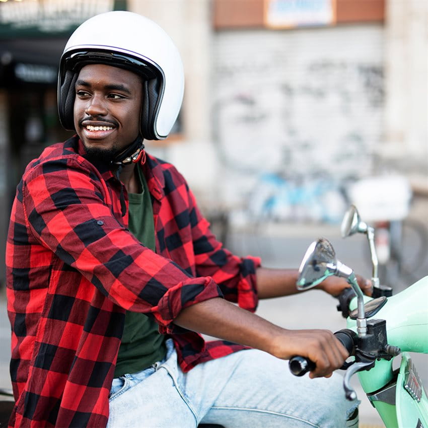 Man on motorcycle Man on motorcycle