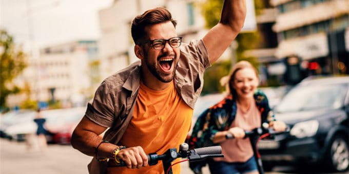 Young couple on scooter Young couple on scooter