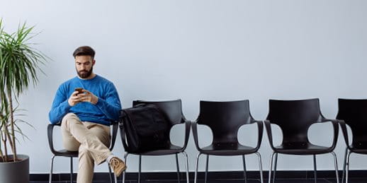 Man in a waiting room Man in a waiting room